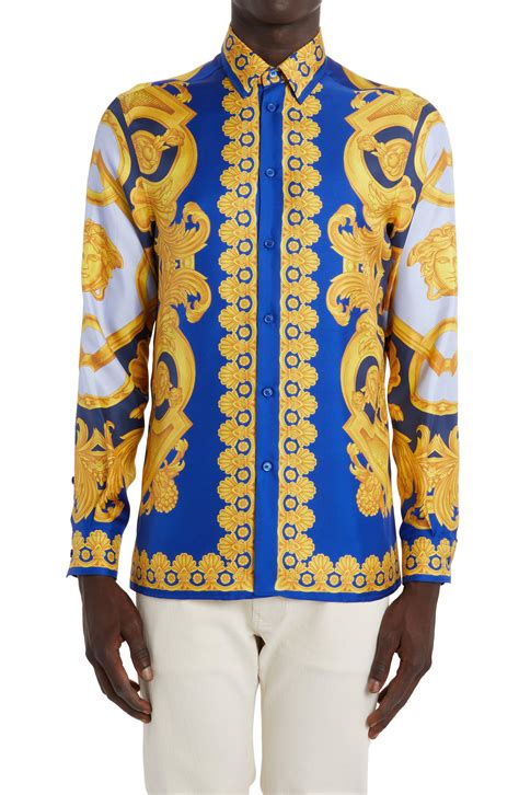 versace gold mens shirt|Versace button up shirt.